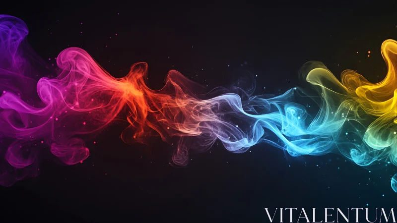 Vibrant neon smoke waves flow across a deep cosmic void
