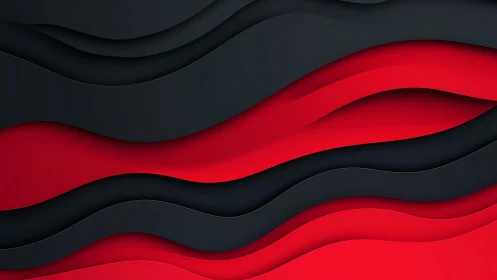 Abstract black and red layered waves in modern 3D style background.