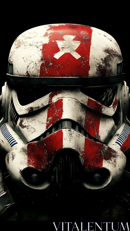 Battleworn sci-fi trooper helmet with red tactical stripe