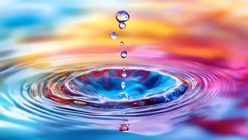 Vibrant macro splash captures cascading water droplets.