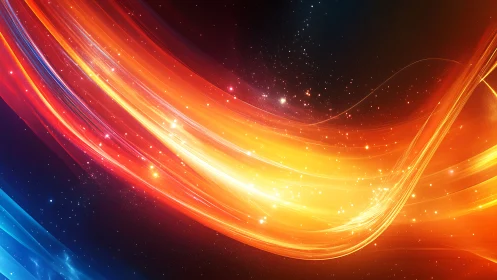 Plasma light trails curving through deep starfield gradient