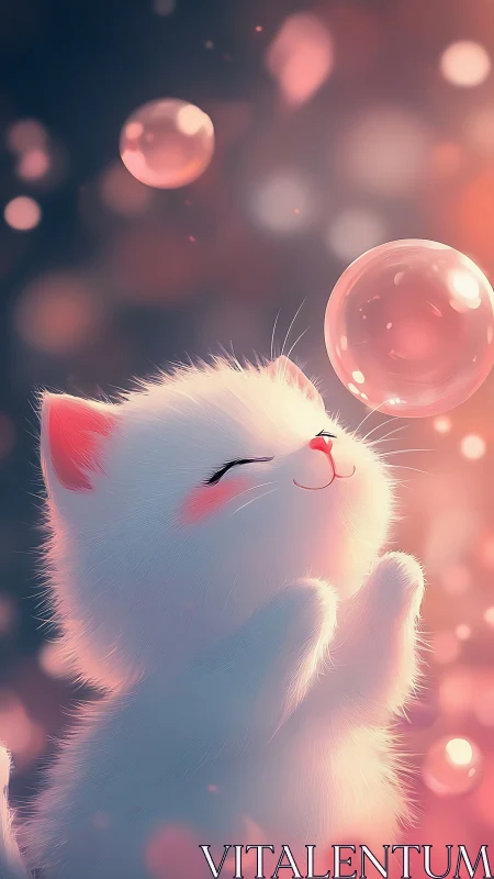 Soft Focus Feline: Digital Portrait in Luminous Pastels.