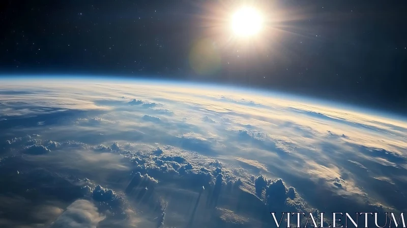 Radiant sunrise gently warms Earth&rsquo;s glowing blue horizon