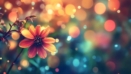 Cosmos Daisy Dances Through Soft Golden Bokeh Dreamscape