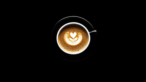 Latte Art Heart in Cappuccino Cup.