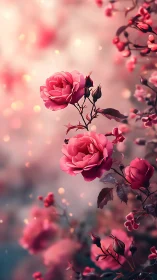 Pink Roses in Soft Focus Bokeh Light