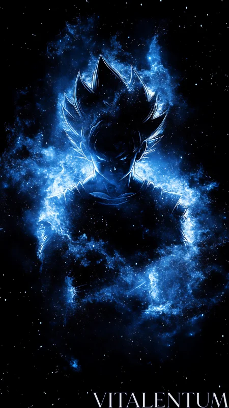 Starlit warrior condenses into a crackling blue nebula