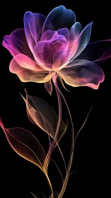 Luminous spectral blossom unfolding in prismatic twilight.