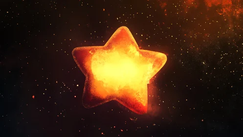 Glowing star burns bright against dark cosmic space backdrop