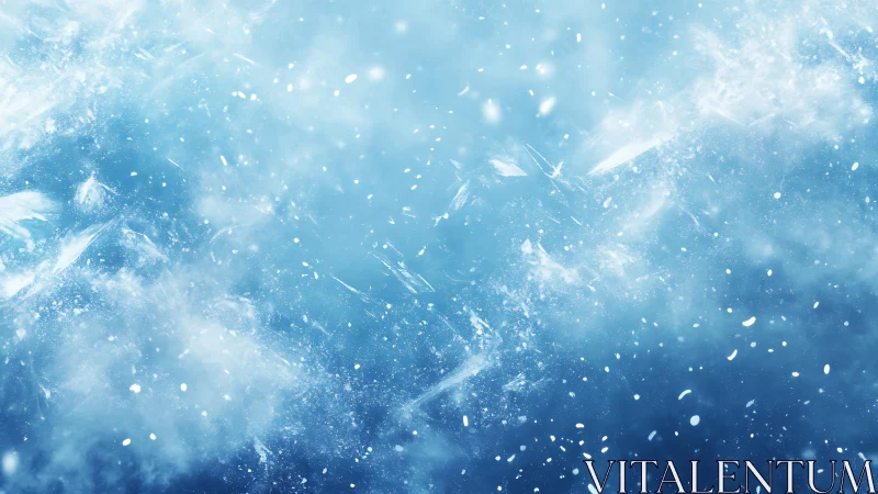 Abstract winter snowstorm background in cool blue and white tones.