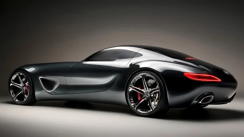 Sleek black concept sports car poised for a thrilling drive.
