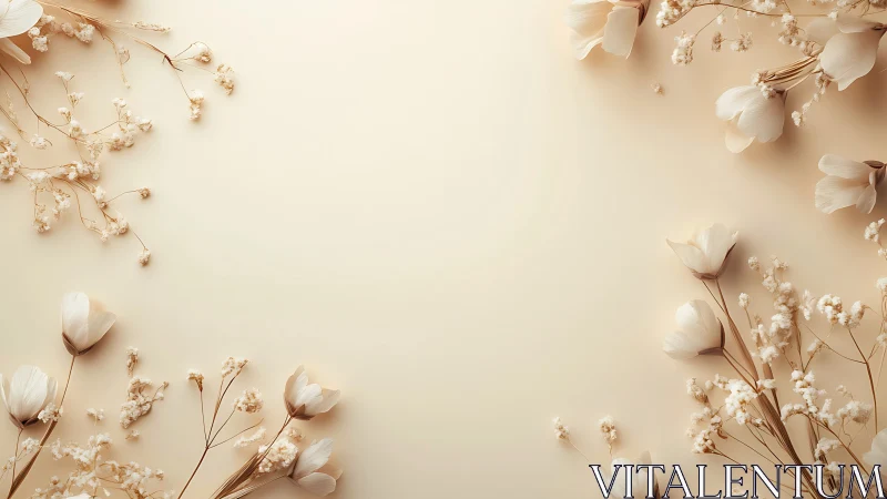 Monochromatic floral arrangement with tulips and baby's breath in shallow depth.
