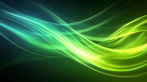 Neon light streaks form sweeping green and cyan energy waves.