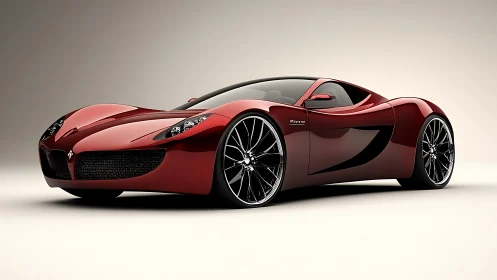 Sculpted red supercar rendered in high-gloss photoreal style