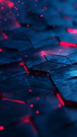 Neon fissures whisper through midnight metal tiles