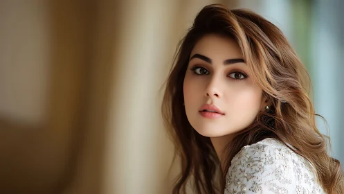 Soft-focus portrait with shallow depth and warm side lighting