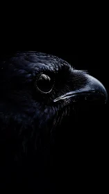 Side profile close-up shows dark bird head in low light