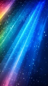 Diagonal multicolor light beams with star-like particle field.