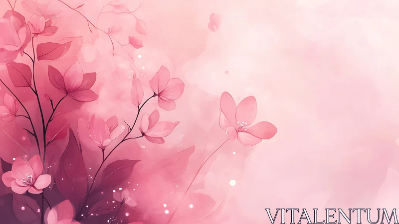 Luminous pink floral composition with ethereal botanical branching.