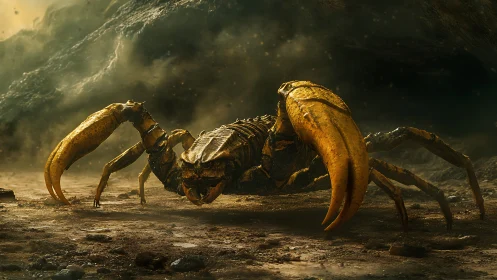 Colossal alien crustacean advances through cinematic wasteland