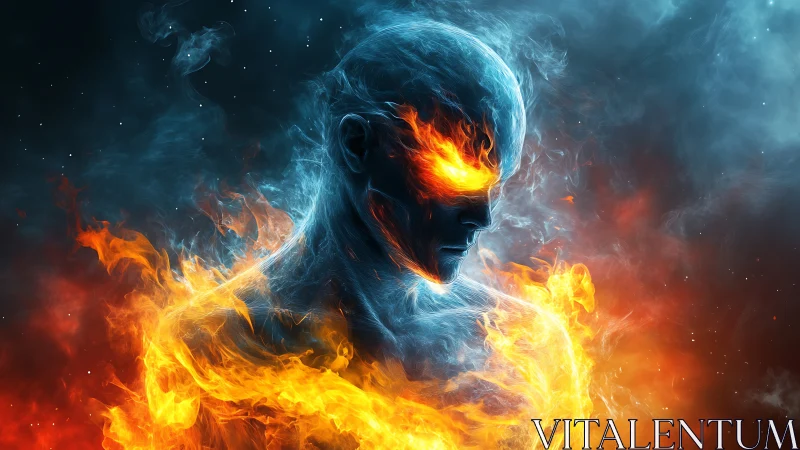 Elemental fire spirit wrapped in swirling cosmic embers.