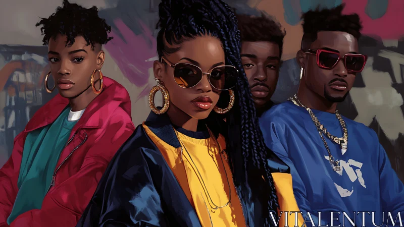 Neon-tinged crew in retro jackets owning the city breeze.