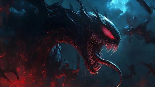 Howling abyssal horror ignites a storm of blood and void.