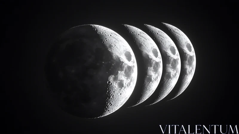 Moonlit crescents drifting in a quiet cosmic parade.