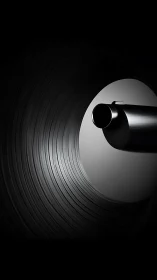 Monochrome macro view inside rifled barrel tunnel, front muzzle