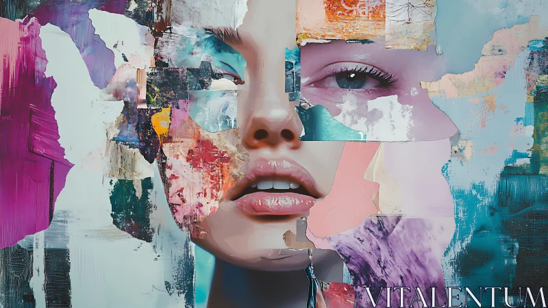 Fragmented muse drifts through neon-scraped painted memories