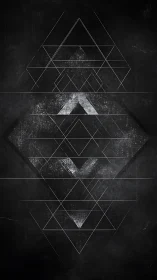 Monochrome geometric triangle lattice on distressed field.