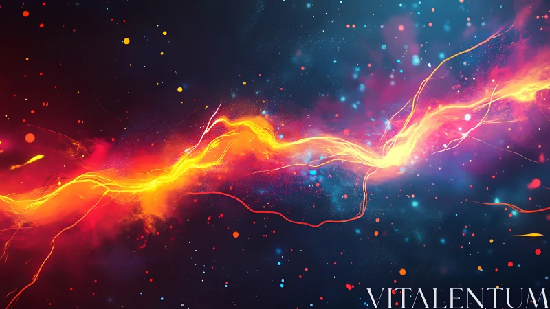 Electric plasma ribbon cuts through deep cosmic gradient field