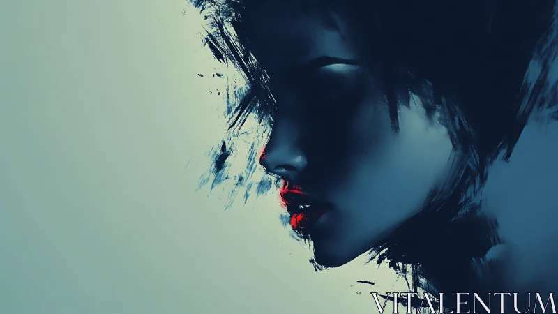 Moody side profile portrait in expressive digital strokes.