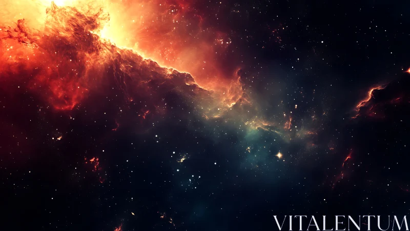 High-contrast emission nebula with dense starfield gradients