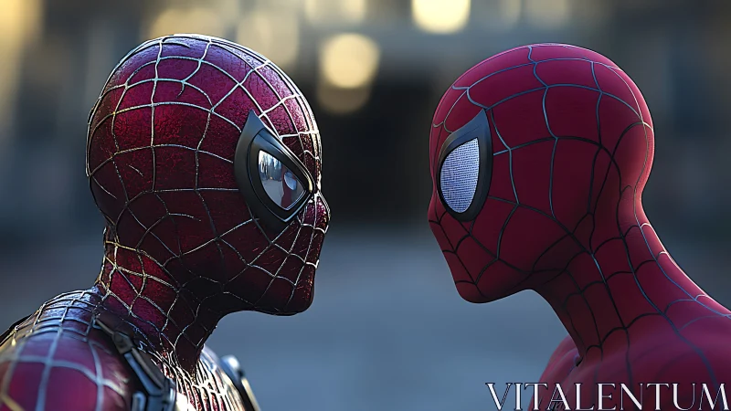 Dual Spider Hero render contrasts reflective and matte suit shaders