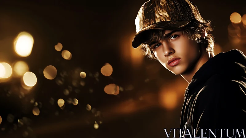 Golden hour portrait of a thoughtful teen in city lights.