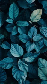 Overhead view of layered blue-toned foliage pattern.