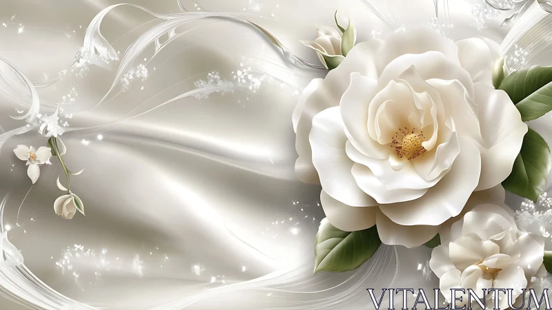 Elegant White Roses Bloom in Soft Luminous Light