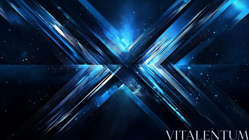 Futuristic blue abstract X design with glowing digital effects.