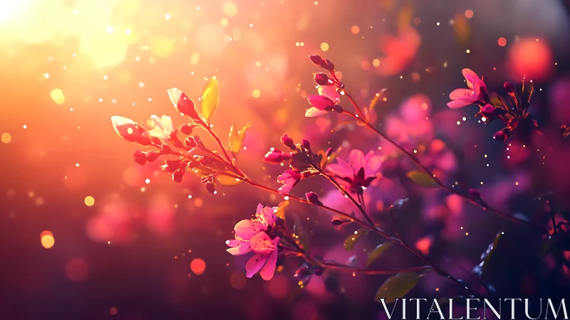 Luminous Blooms Dance Through Golden Twilight Magic.