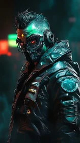 Cybernetic enforcer portrait renders neon-lit, high-gloss armor