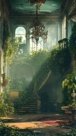 Post-baroque atrium reclaimed by volumetric forest light.
