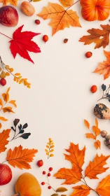 Autumn harvest leaves frame surrounds central empty space