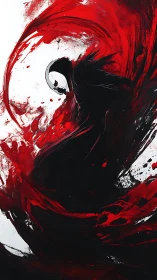 Reaper silhouette emerges from swirling crimson void