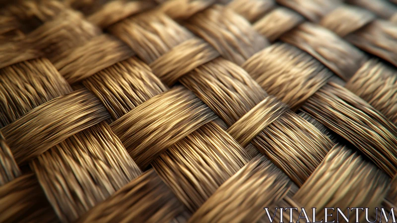 Tightly woven straw texture shows interlaced golden fibers