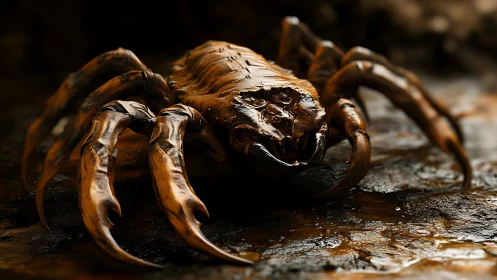 Bronze cavern crawler grins across a slick molten floor.