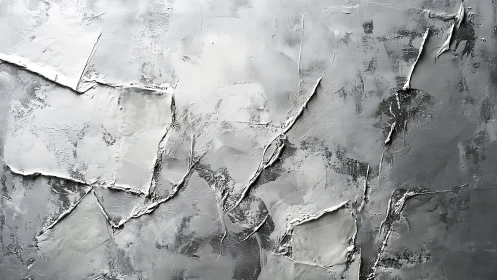 Abstract modern texture painting in grayscale with bold palette knife strokes.