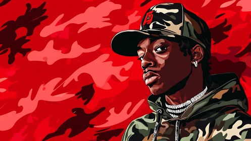 Camo-clad rhythm carves swagger into a molten red storm