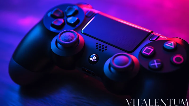 PlayStation DualSense Controller with Neon Cyberpunk Lighting