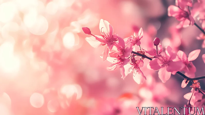 Pink Blossoms Dance Through Soft Bokeh.
